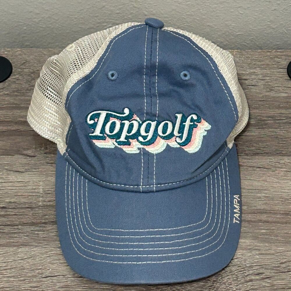 Topgolf Tampa Location Mens Blue Hat Embroidered Adjustable Trucker